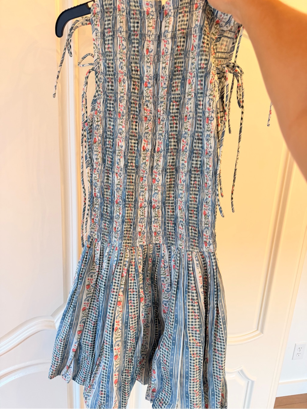 Damson Floral Stripe Mini Dress In Blue And White — image 5 of 8
